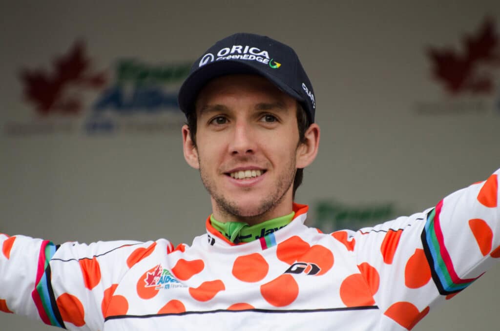 King of Mountains (KOM) Jersey winner of Stage 5 of the Tour of Alberta, Edmonton. Of team Orica GreenEdge.